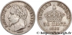 50 centimes Napoléon III, tête laurée 1866 Strasbourg F.188/10