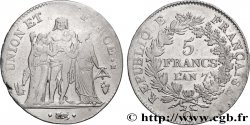 5 francs Union et Force, Union serré, avec glands intérieurs et gland extérieur 1799 Perpignan F.288/120