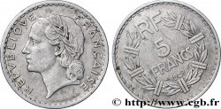 5 francs Lavrillier, aluminium, Fauté Coins Tournés à -28 min / -168° 1947  F.339/9 var.