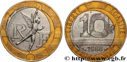 10 francs Génie de la Bastille, fautée au coeur décentré 1988 Pessac F.375/2 var.