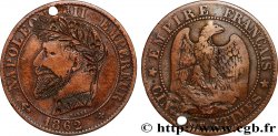 Cinq centimes Napoléon III, tête laurée, satirique regravée 1862 Strasbourg F.117/8 var.