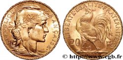 20 francs or Coq, Liberté Égalité Fraternité 1908 Paris F.535/2 MS 