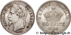 50 centimes Napoléon III, tête laurée 1866 Strasbourg F.188/10