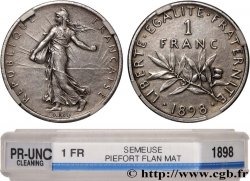 Piéfort 1 franc Semeuse, flan mat, vieil argent 1898 Paris GEM.94 P1 SUP+ GENI