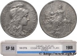 Essai de 10 centimes Daniel-Dupuis en aluminium sur flan très épais 1908  GEM.34 11 var. SUP58 GENI
