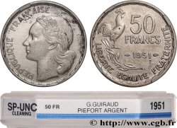 Piéfort de 50 francs Guiraud en argent 1951  GEM.221 P1 SUP+ GENI