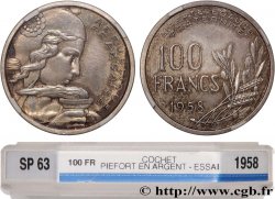 Essai-piéfort de 100 francs Cochet en argent 1958 Paris GEM.230 EP2