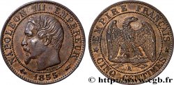 Cinq centimes Napoléon III, tête nue 1855 Paris F.116/17