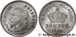 20 centimes Napoléon III, tête laurée, grand module 1868 Strasbourg F.150/5