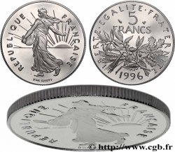 5 francs Semeuse, nickel, BE (Belle Épreuve), tranche striée 1996 Pessac F.341/32 var.