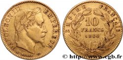 10 francs or Napoléon III, tête laurée 1864 Strasbourg F.507A/7
