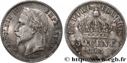 50 centimes Napoléon III, tête laurée 1865 Strasbourg F.188/7