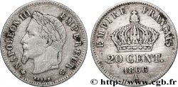 20 centimes Napoléon III, tête laurée, petit module 1866 Paris F.149/4