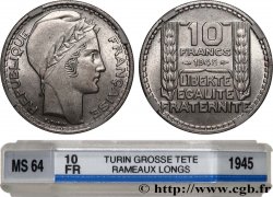 10 francs Turin, grosse tête, rameaux longs 1945  F.361/2