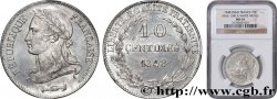Concours de 10 centimes, essai en étain par Montagny, deuxième revers, effigie au col nu 1848 Paris VG.3147 var.