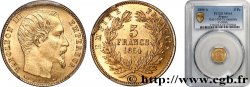 5 francs or Napoléon III, tête nue, petit module, tranche cannelée 1854 Paris F.500A/1