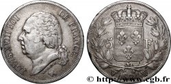 5 francs Louis XVIII, tête nue 1824 Lille F.309/98