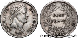 Demi-franc Napoléon Ier tête laurée, République française 1808 Paris F.177/2