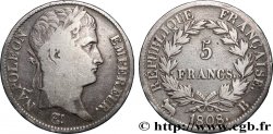 5 francs Napoléon empereur, République française 1808 Rouen F.306/3