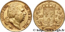 20 francs or Louis XVIII, tête nue 1824 Lille F.519/34