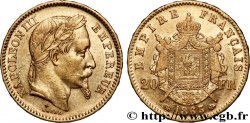 20 francs or Napoléon III, tête laurée 1863 Strasbourg F.532/7