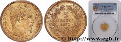 5 francs or Napoléon III, tête nue, petit module, tranche cannelée 1854 Paris F.500A/1
