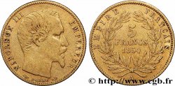 5 francs or Napoléon III, tête nue, petit module, tranche cannelée 1854 Paris F.500A/1