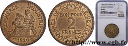 Essai-piéfort de 2 francs Chambres de commerce bronze-aluminium 1920 Paris GEM.112 P1 FDC65 NGC
