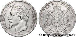 5 francs Napoléon III, tête laurée 1865 Strasbourg F.331/8