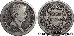 Demi-franc Napoléon Ier tête laurée, République française 1808 Paris F.177/2