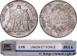 5 francs Union et Force, Union serré, avec glands intérieurs et gland extérieur 1800 Paris F.288/126