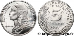 Piéfort argent de 5 centimes Marianne 1980 Paris GEM.22 P2