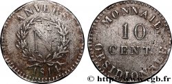 10 cent. Anvers à l’N, frappe de l’atelier de Wolschot 1814 Anvers F.130A/1