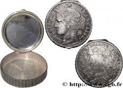 5 francs Cérès, IIe République, transformé en mini-poudrier avec miroir 1851 Paris F.327/7 var.