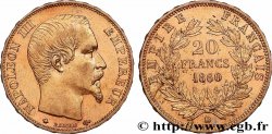 20 francs or Napoléon III, tête nue 1860 Strasbourg F.531/20
