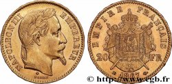 20 francs or Napoléon III, tête laurée, petit BB 1867 Strasbourg F.532/16