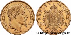 20 francs or Napoléon III, tête laurée, petit BB 1867 Strasbourg F.532/16
