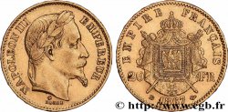 20 francs or Napoléon III, tête laurée, petit BB 1867 Strasbourg F.532/16