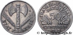 50 centimes Francisque, légère 1943 Beaumont-Le-Roger F.196/3