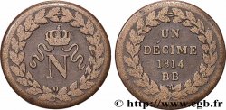 Un décime à l’N couronnée 1814 Strasbourg F.131/1