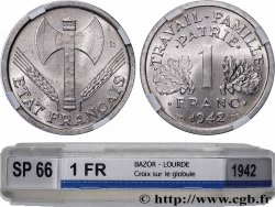 1 franc Francisque, lourde, avec les croix 1942 Paris F.222/2 MS66 GENI