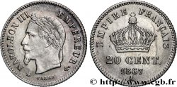 20 centimes Napoléon III, tête laurée, grand module 1867 Paris F.150/1
