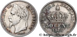 50 centimes Napoléon III, tête laurée 1866 Strasbourg F.188/10
