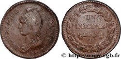Un décime Dupré, grand module, &nbsp;refrappage&nbsp; du 2 décimes 1797 Limoges F.128/9