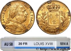 20 francs or Louis XVIII, buste habillé 1814 Paris F.517/1