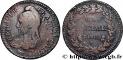 Un décime Dupré, grand module, &nbsp;refrappage&nbsp; du 2 décimes 1797 Limoges F.128/9