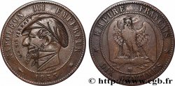 Dix centimes Napoléon III, tête nue, satirique 1853 Strasbourg F.133/4 var. VF 