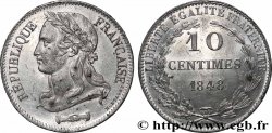 Concours de 10 centimes, essai en étain par Montagny, deuxième revers, effigie au col nu 1848 Paris VG.3147 var.
