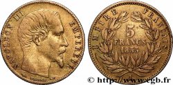 5 francs or Napoléon III, tête nue, petit module, tranche cannelée 1855 Paris F.500A/2