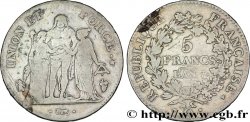 5 francs Union et Force, Union serré, seulement gland extérieur 1799 Perpignan F.288/118